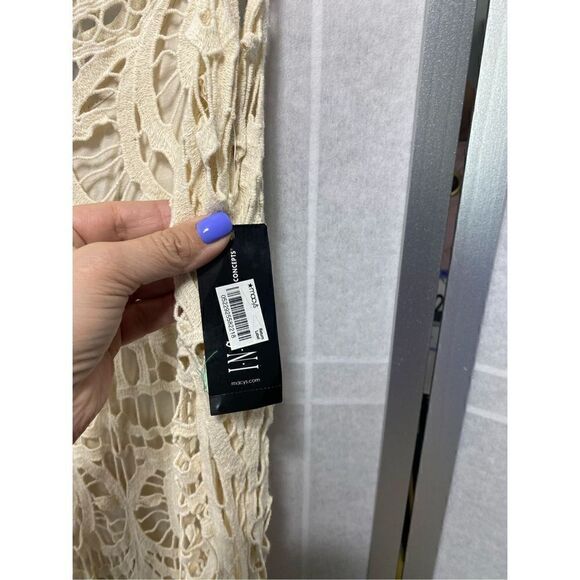 INC NEW $140 Birch Tree Sz 8 Tan Knit Under Slip Fringe Cotton - Picture 6 of 11